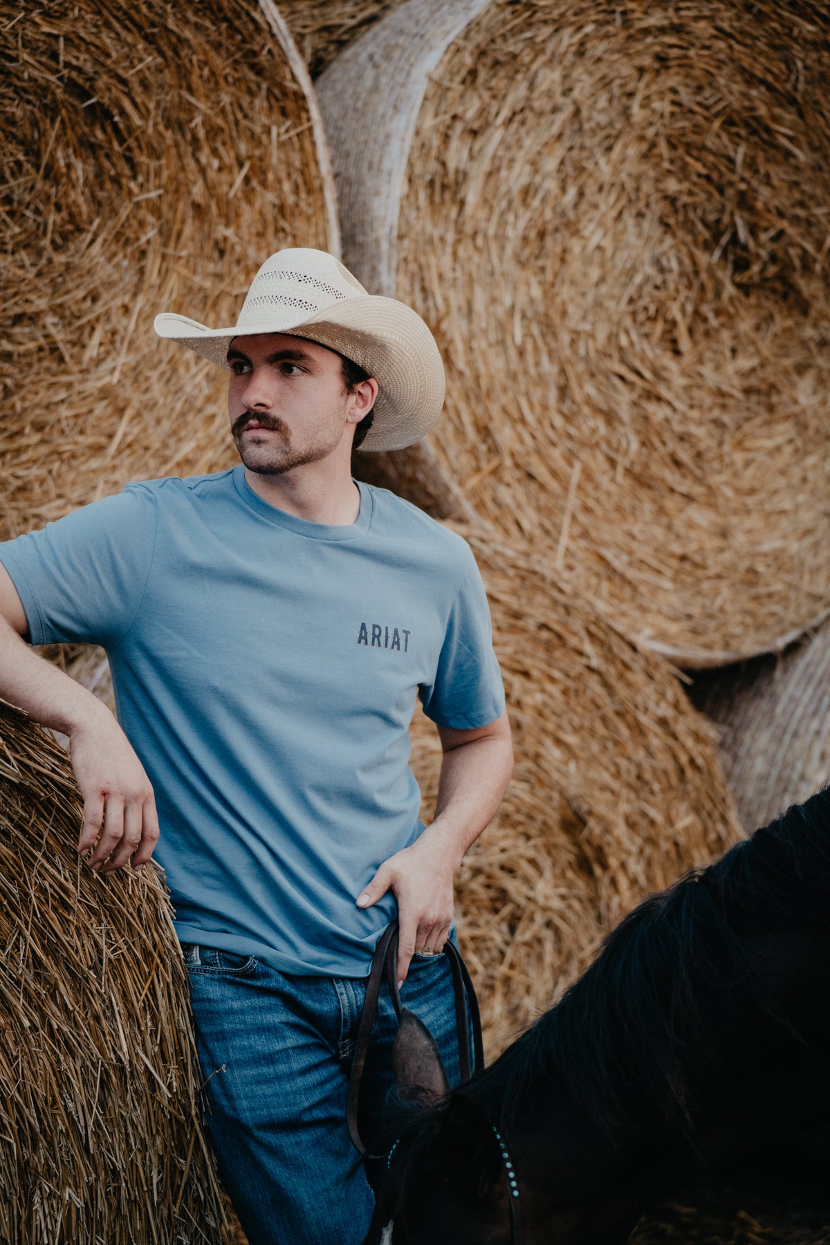 "Blazing Saddle" Ariat Men's Graphic T-Shirt Coronet Blue (S-XXL)