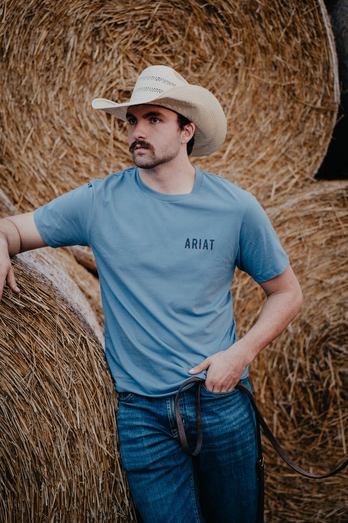 "Blazing Saddle" Ariat Men's Graphic T-Shirt Coronet Blue (S-XXL)
