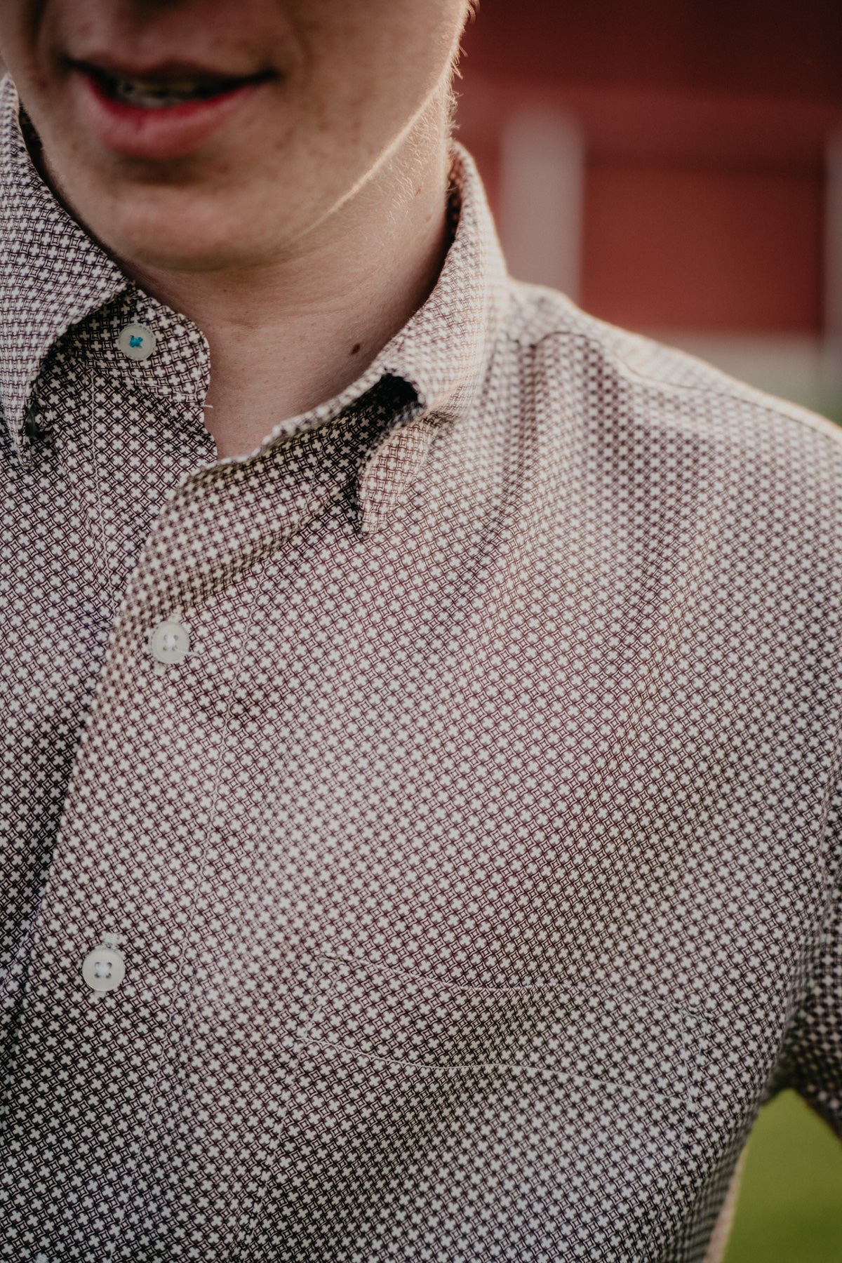 'Dusty Geo' Mens Geometric Light Brown Button Down by Wrangler X COJO