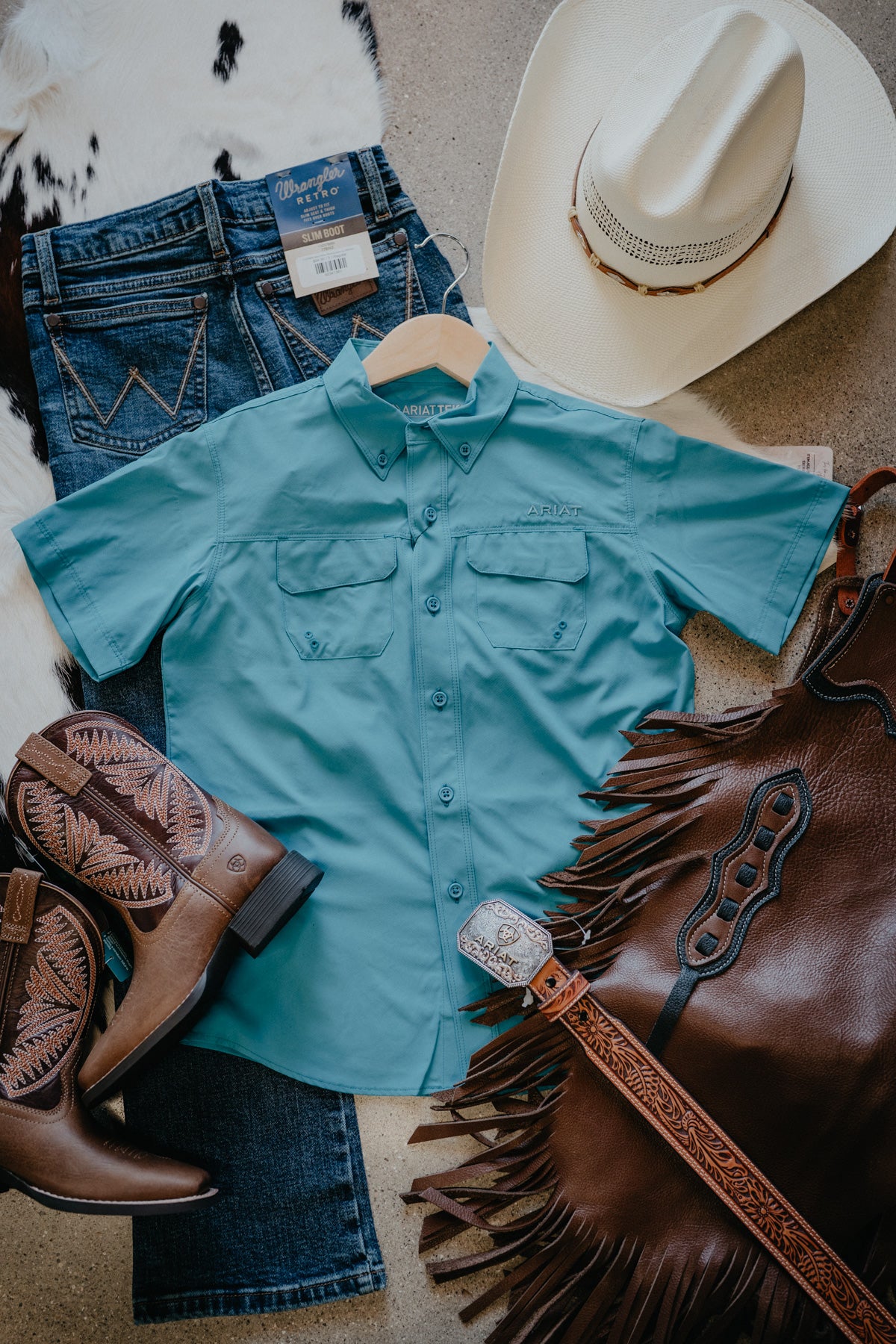 'Vincent' Boy's Aqua Short Sleeve VentTek by Ariat (XS-XL)