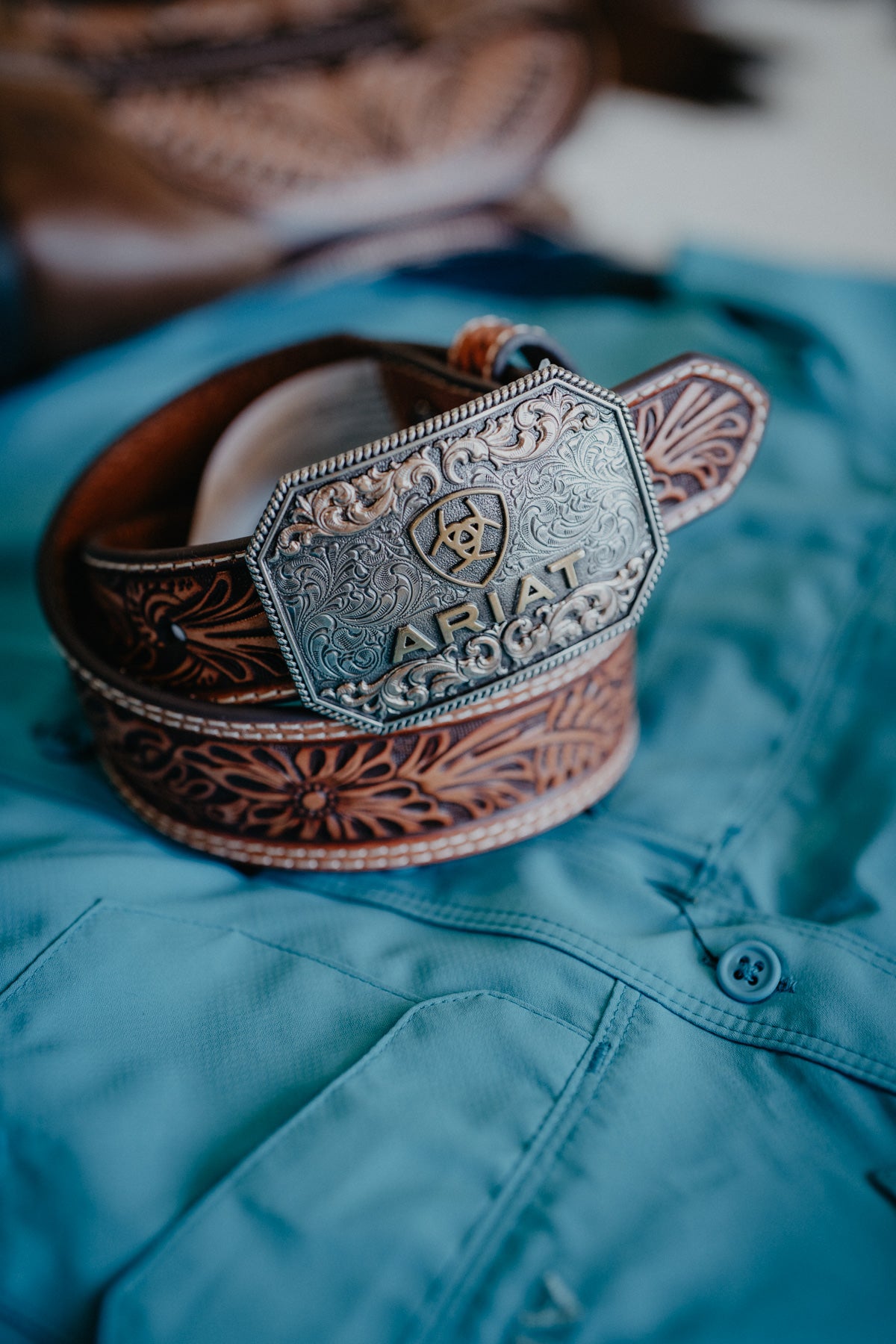 Ariat Youth Belt with Floral Embossing & Buckle