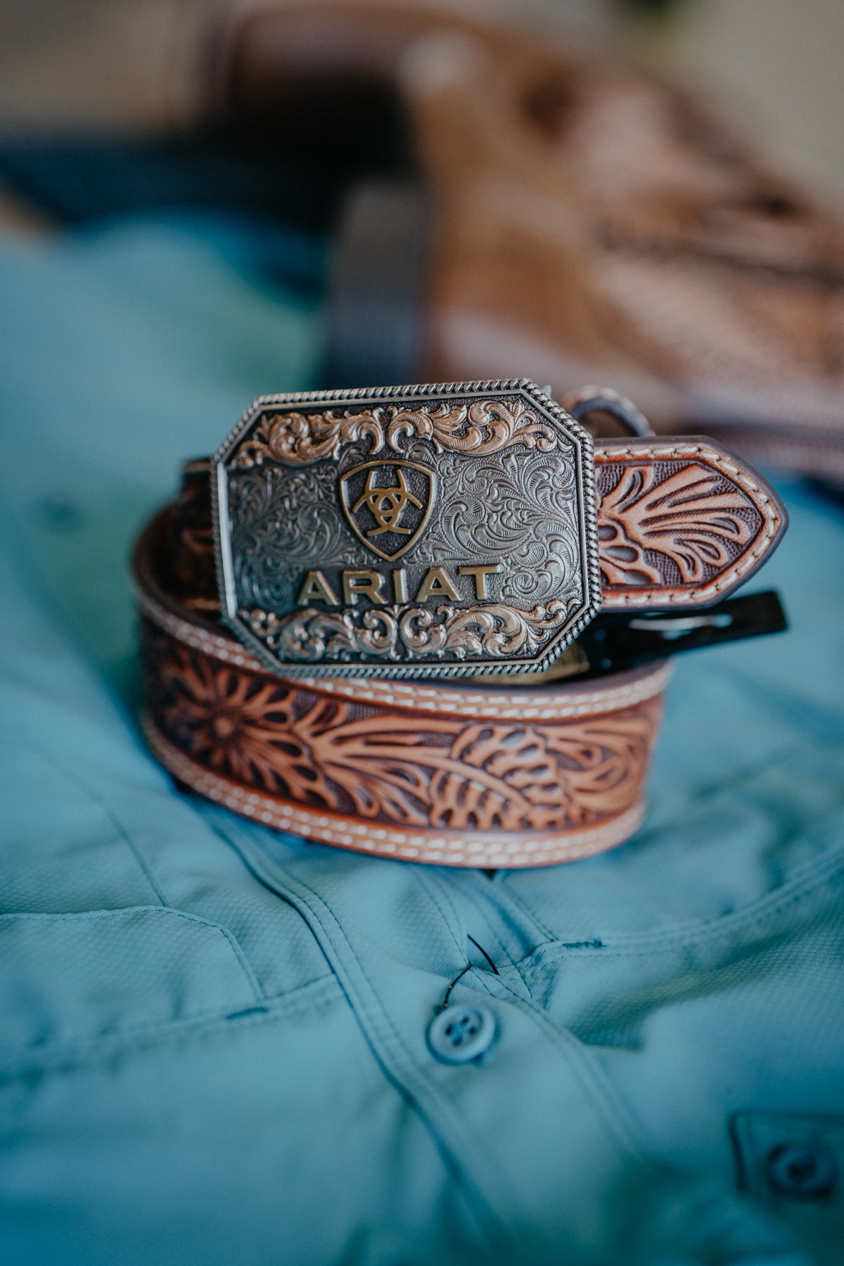 Ariat Youth Belt with Floral Embossing & Buckle