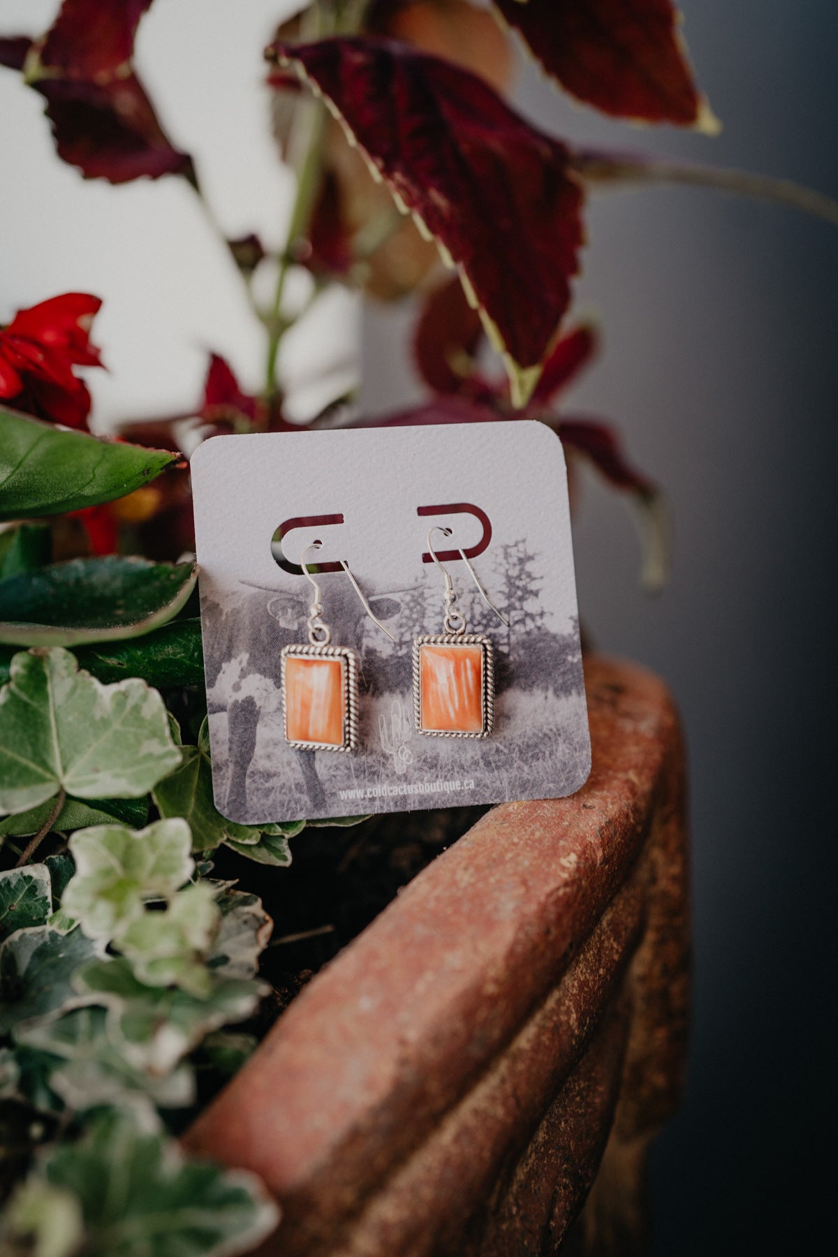 Genuine Sterling Silver and Spiny Oyster Earrings