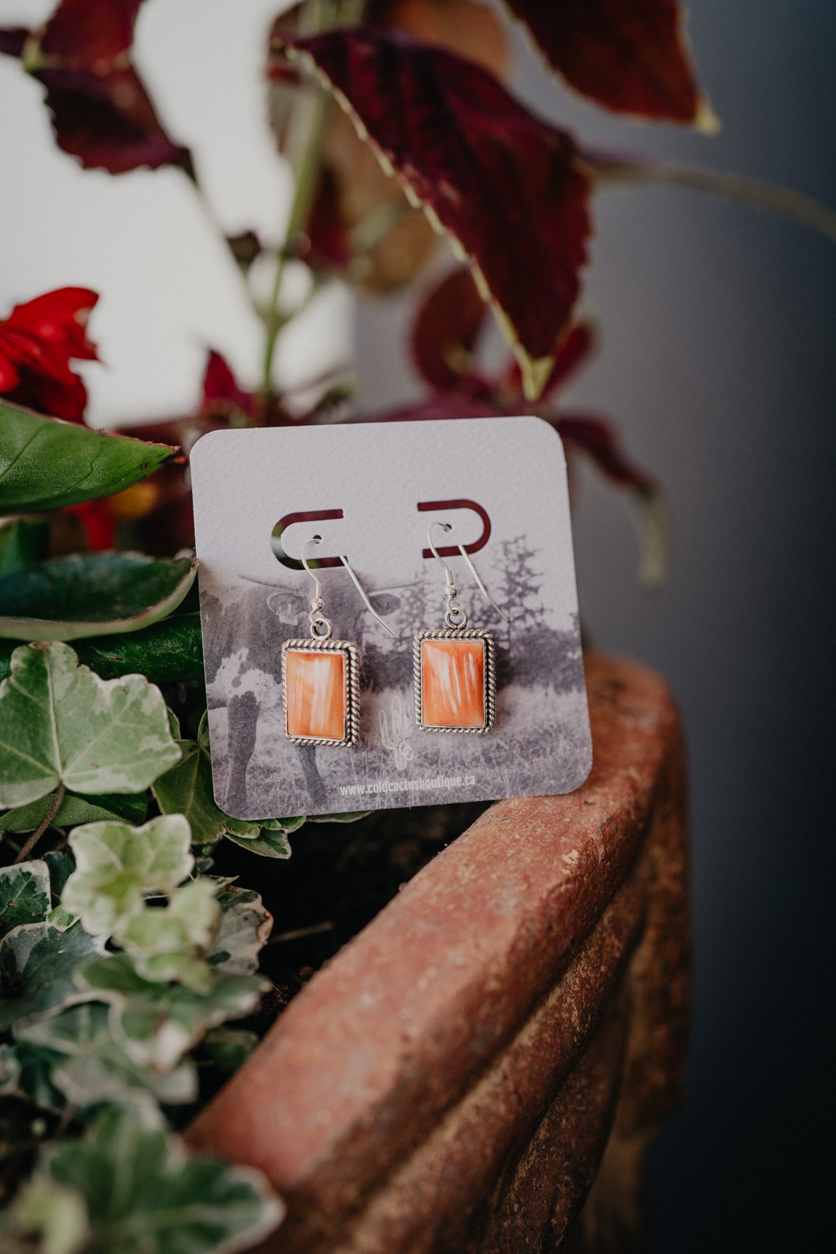 Genuine Sterling Silver and Spiny Oyster Earrings