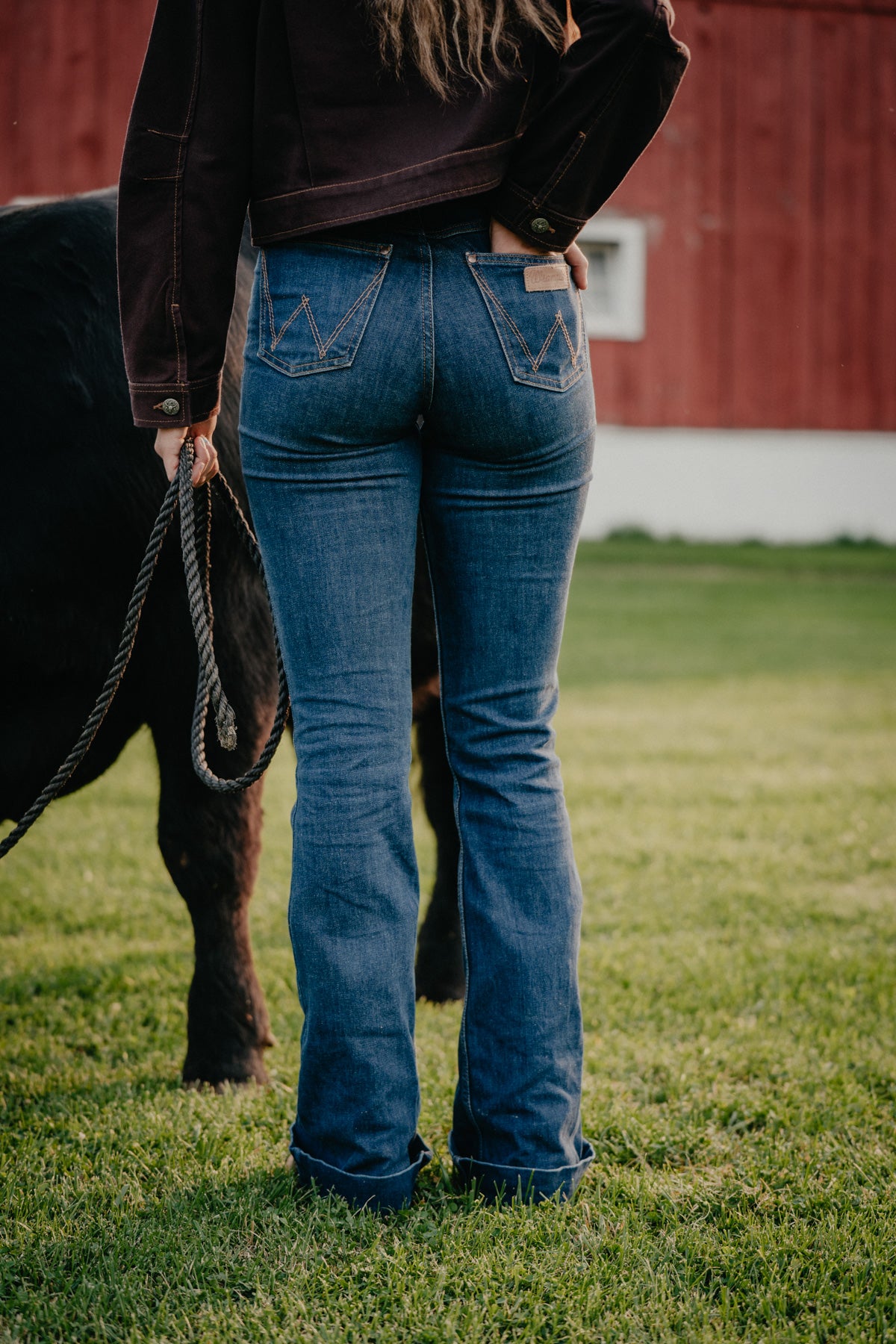 'Emerie' Dark Wash High Rise Bell Rodeo Trouser by Wrangler (24-35)
