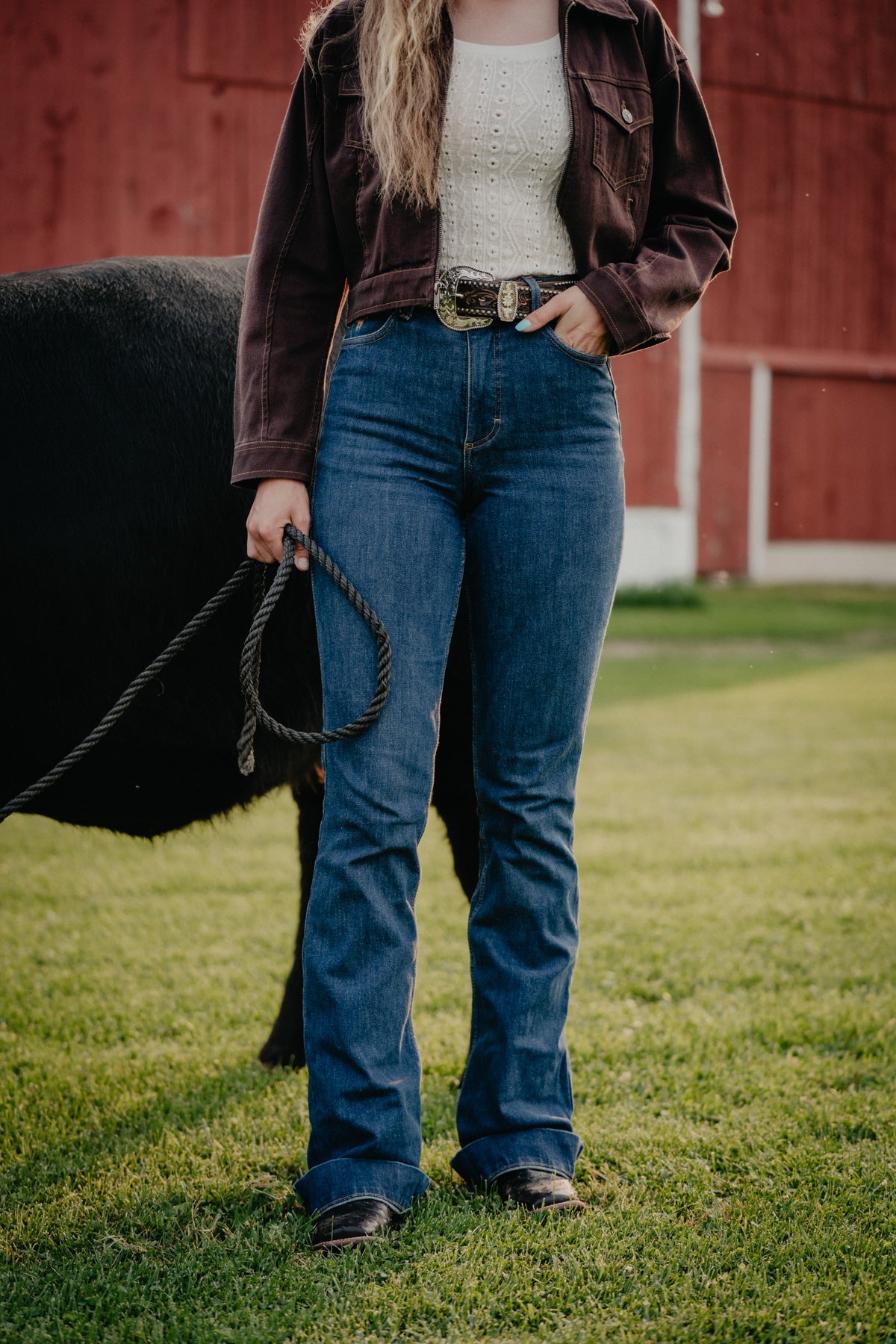 'Emerie' Dark Wash High Rise Bell Rodeo Trouser by Wrangler (24-35)