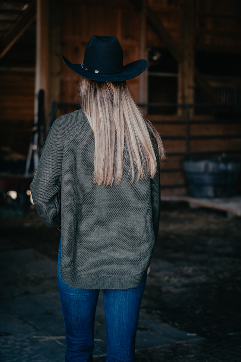 'Mabel' Round Hem Knit Sweater with Concho (Two Colours)