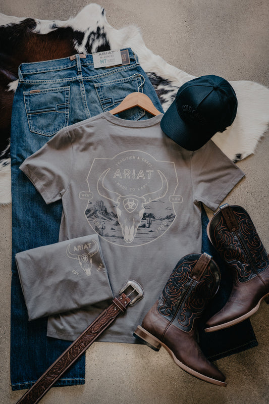 'Desert Badge Tradition' Men's Grey Ariat T-Shirt (S-XXL)