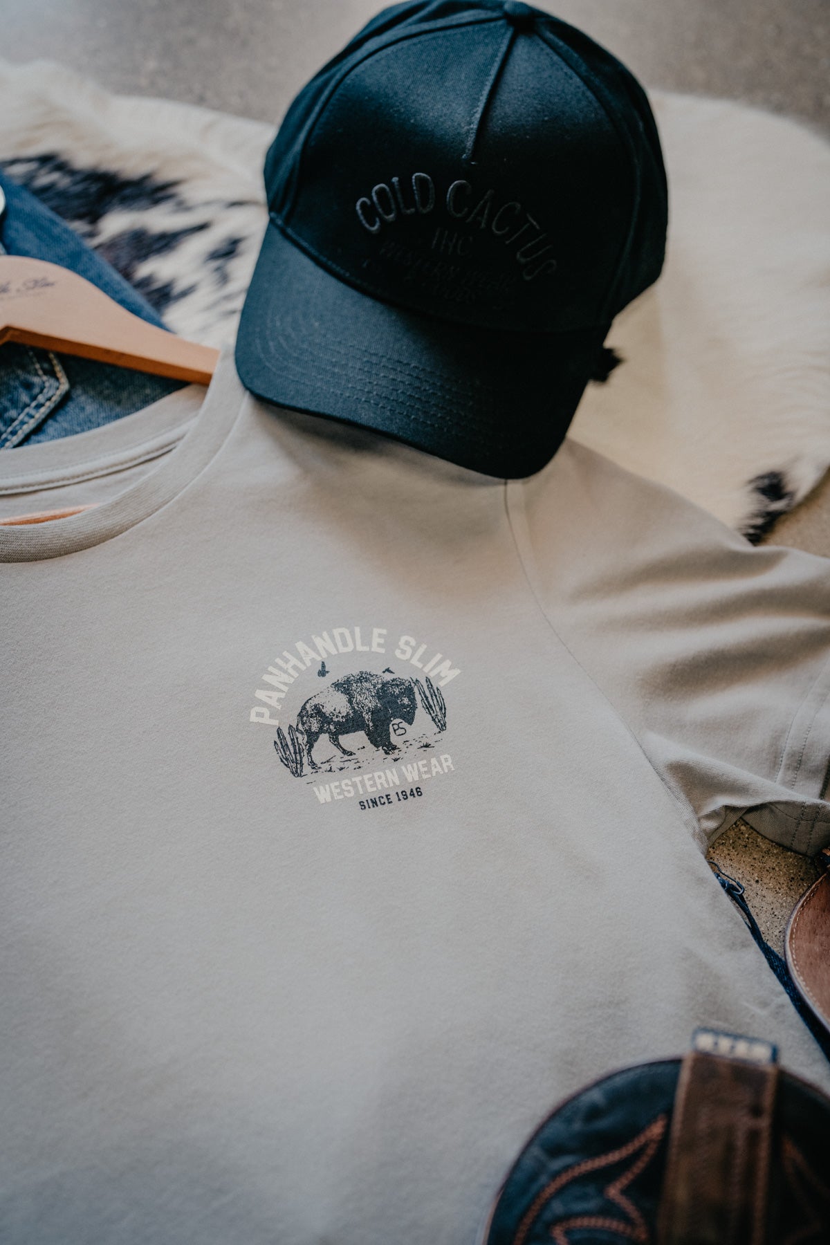 'Lark' Grey Graphic Tee by Panhandle Slim (XS-XXL)