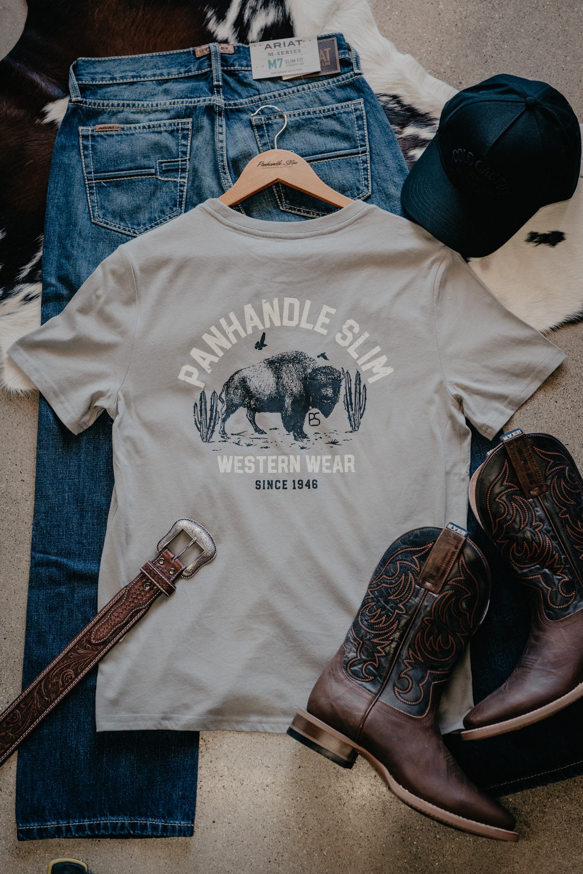 'Lark' Grey Graphic Tee by Panhandle Slim (XS-XXL)
