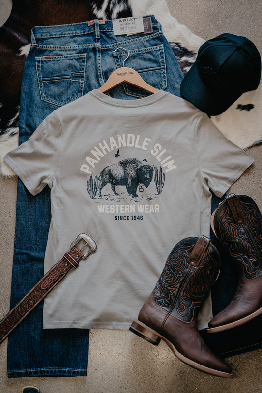 'Lark' Grey Graphic Tee by Panhandle Slim (XS-XXL)