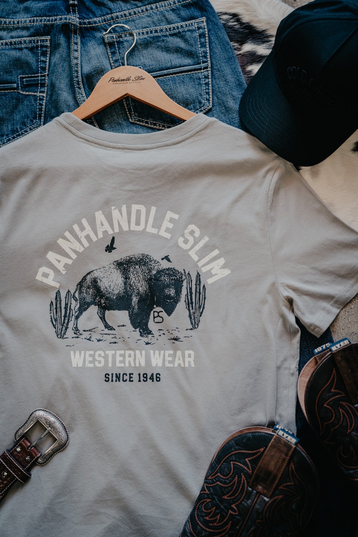 'Lark' Grey Graphic Tee by Panhandle Slim (XS-XXL)