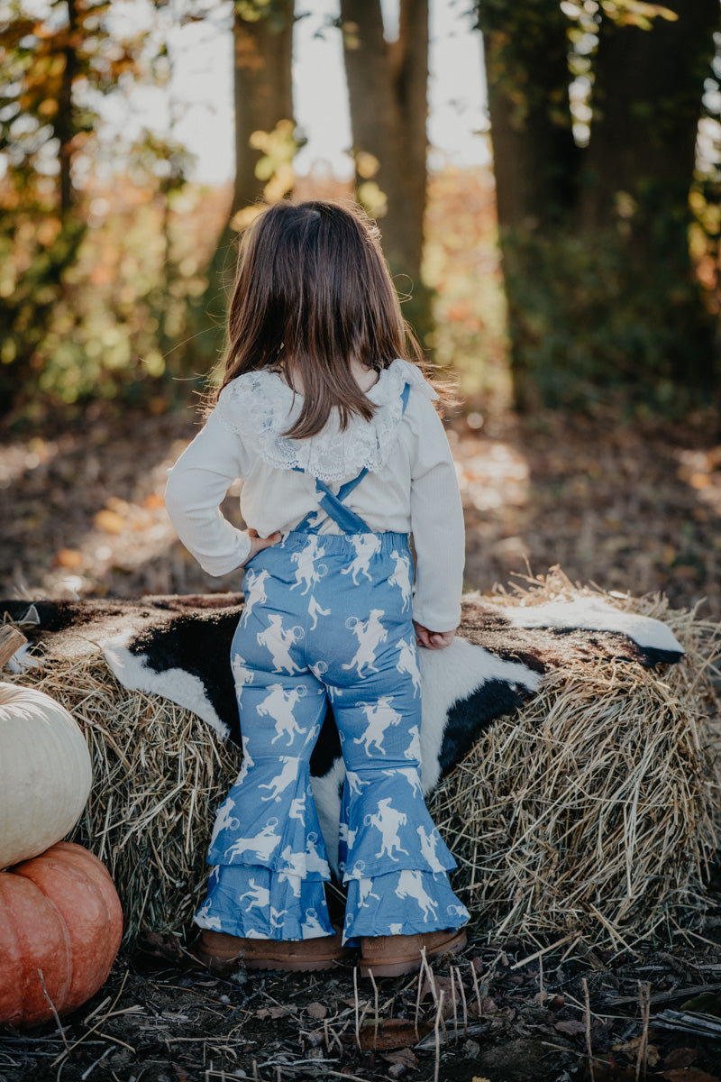 'Clemintine' Rearing Horse Bell Bottom Overalls (6-12M to 7T)