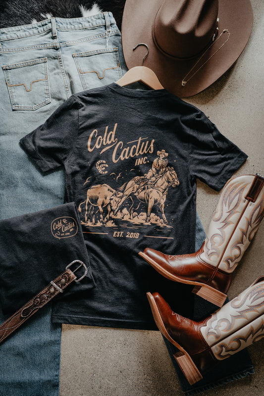 'Legacy Cowgirl' CC Exclusive Heather Black Graphic T (XS - XXL)
