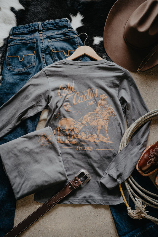 'Legacy Cowgirl' CC Exclusive Charcoal Long Sleeve Graphic T (XS - XXL)