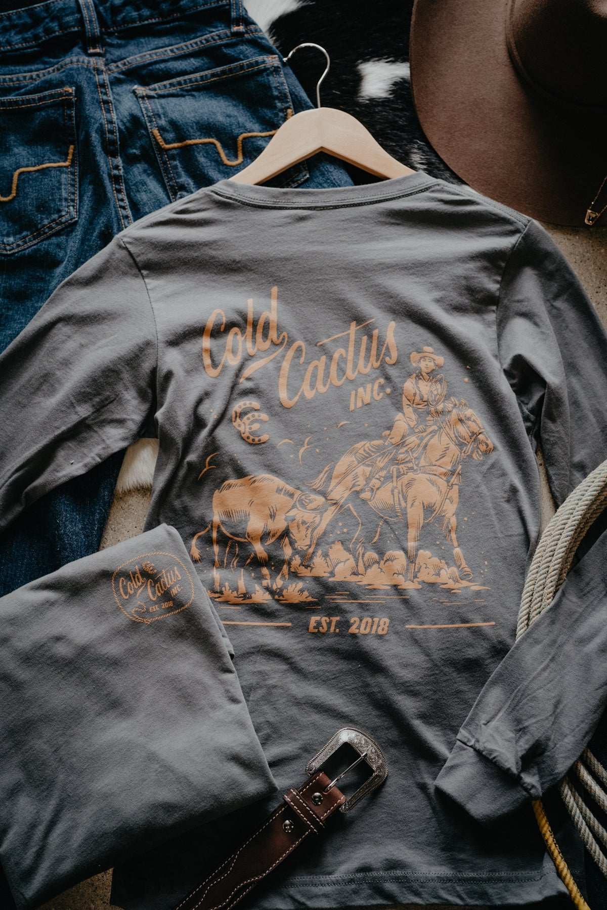 'Legacy Cowgirl' CC Exclusive Charcoal Long Sleeve Graphic T (XS - XXL)