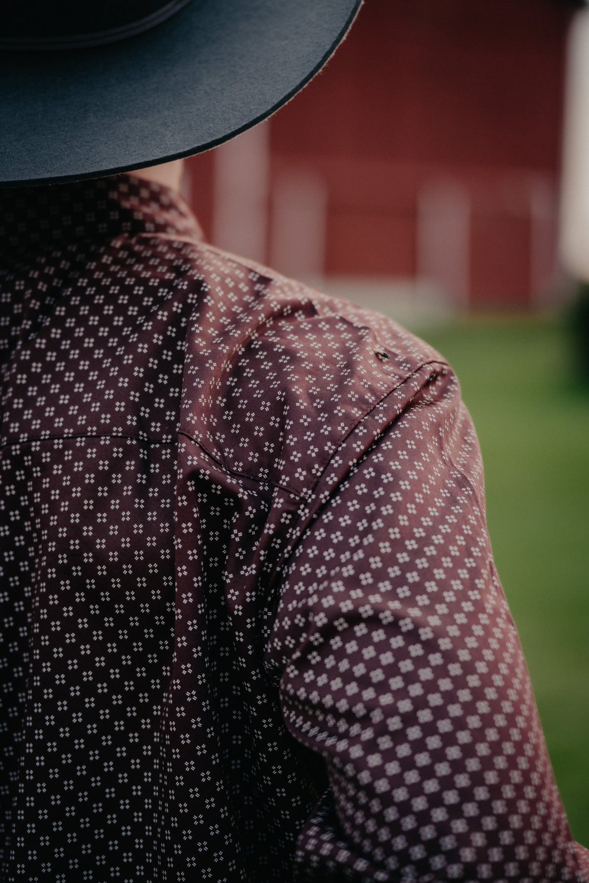 'Burgundy Trail' Mens Burgundy with White Cross Detail Button Down by Wrangler X COJO