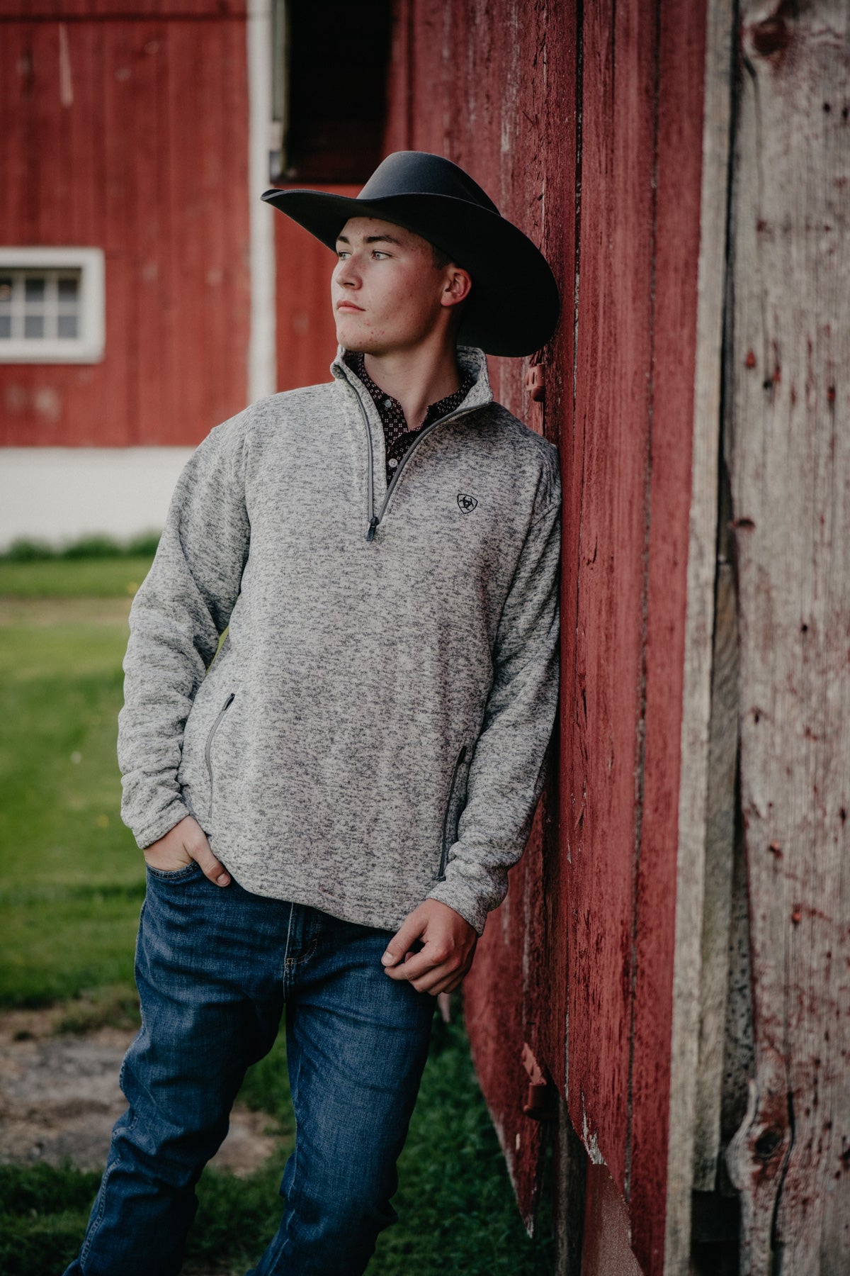 'Caldwell' Men's Grey 1/4 Zip Sweater by Ariat