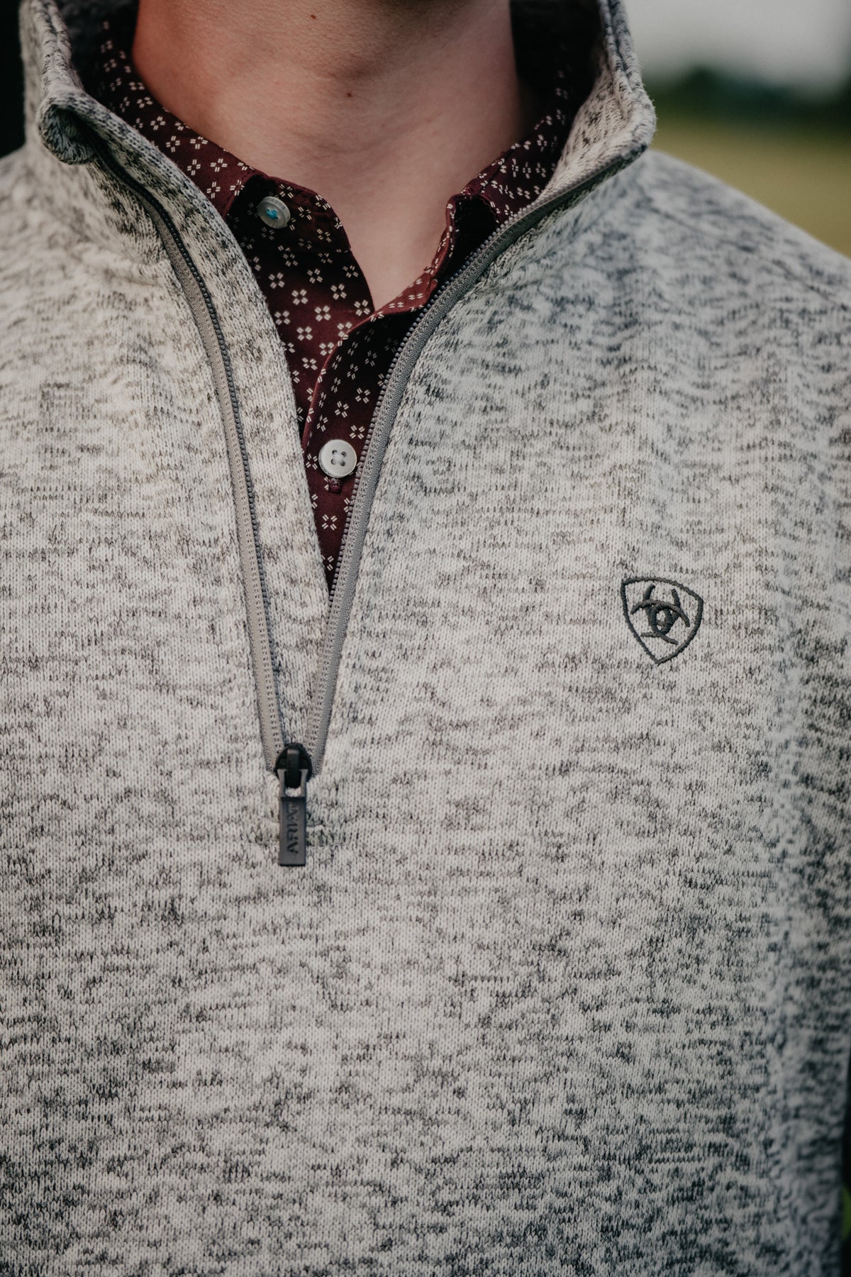 'Caldwell' Men's Grey 1/4 Zip Sweater by Ariat