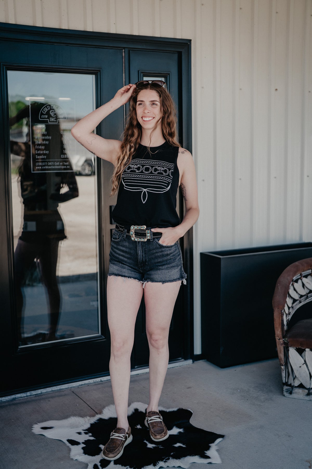 'Leona' Women's Black Hooey Rope Logo Tank Top (S-XXL)