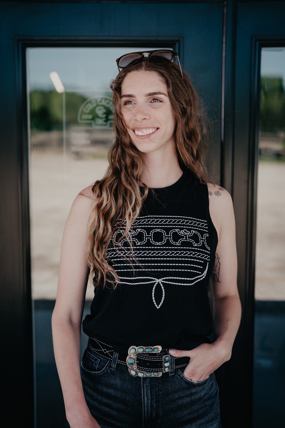 'Leona' Women's Black Hooey Rope Logo Tank Top (S-XXL)