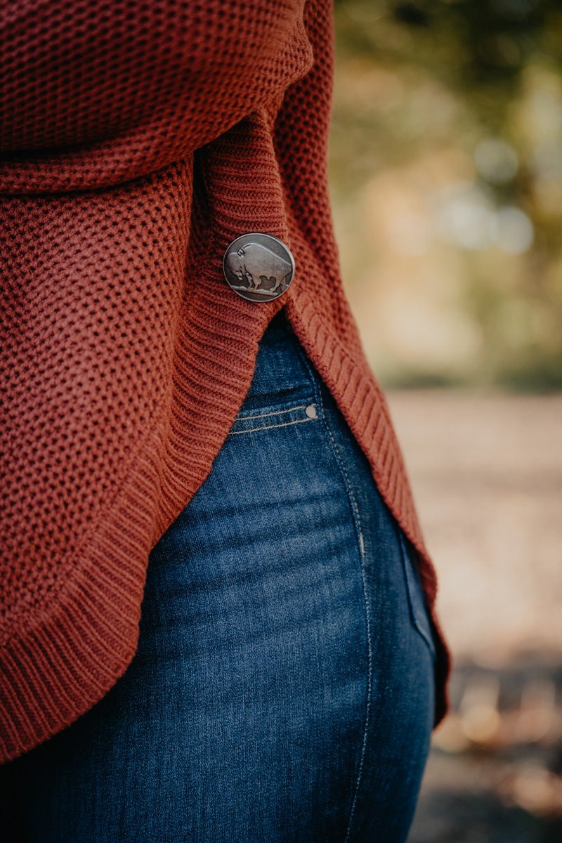 'Mabel' Round Hem Knit Sweater with Concho (Two Colours)