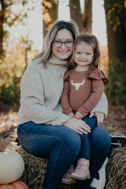 'Evolet' Heathered Oatmeal Mock Neck Sweater (XS-L)