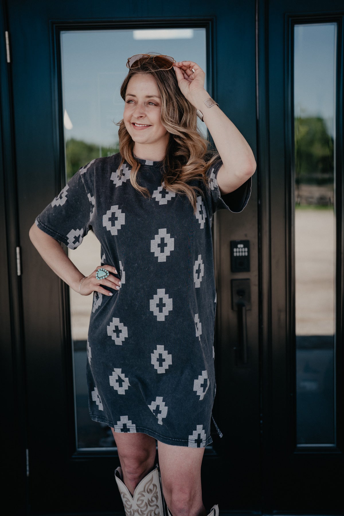 'Keeley' Women's Ariat Aztec T-Shirt Dress (XS-XXL)