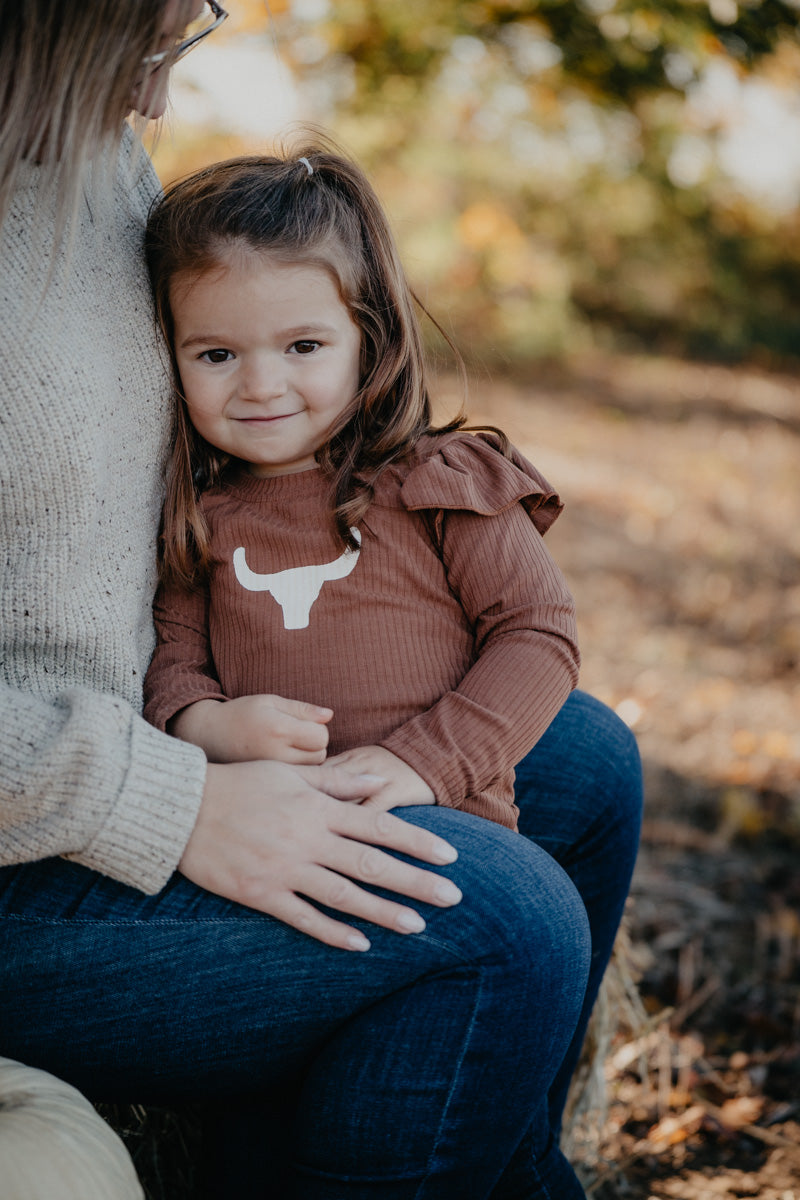 'Kensie' Girls Long Sleeve Longhorn Onesie/Shirt (3-6M to 7T)