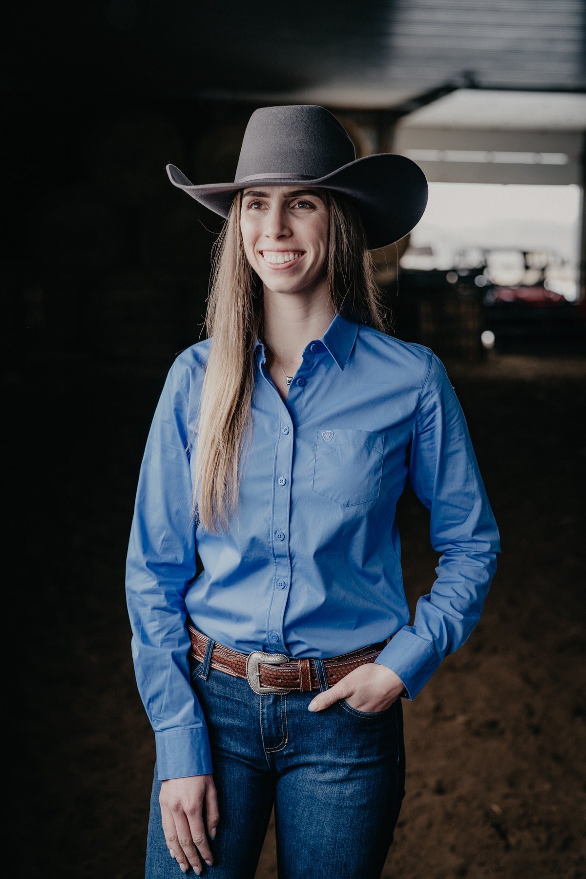 'Monica' Women's Blue Kirby Shirt by Ariat (XS-XXL)