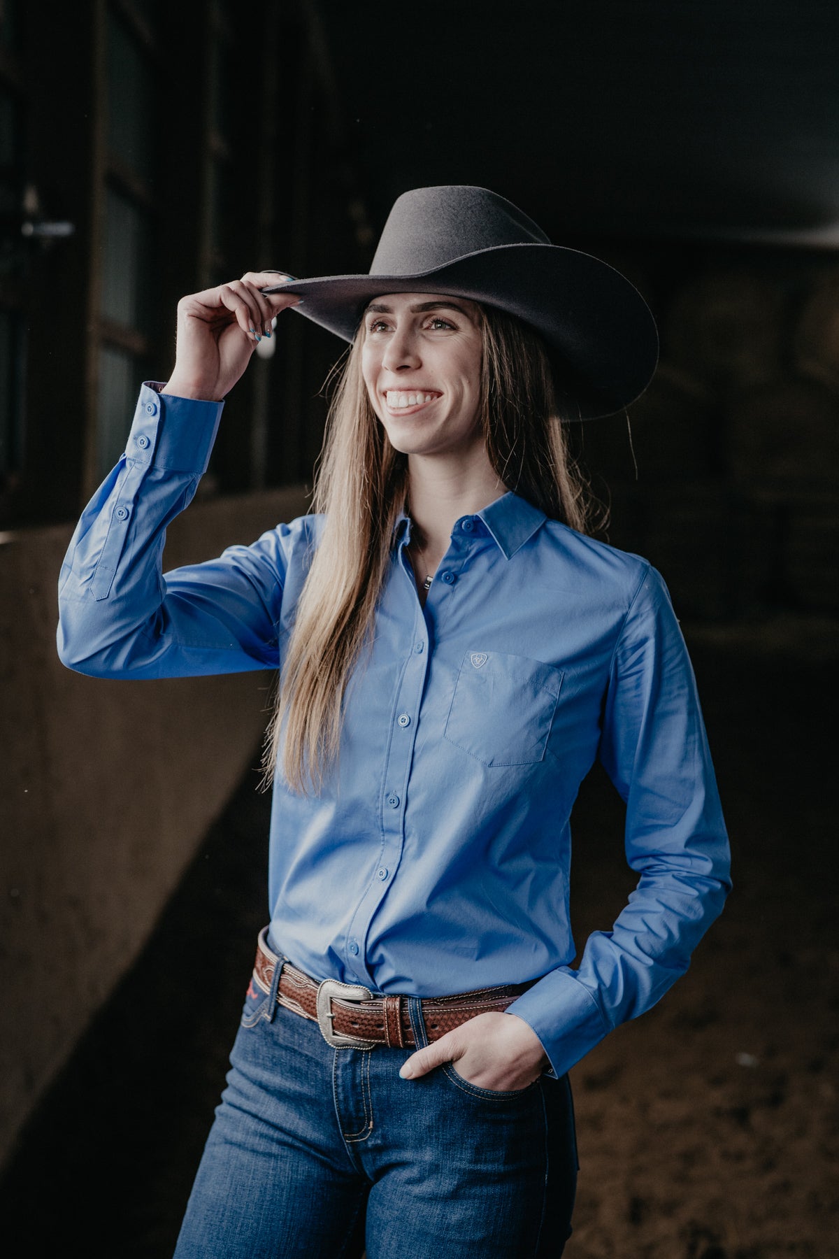 'Monica' Women's Blue Kirby Shirt by Ariat (XS-XXL)