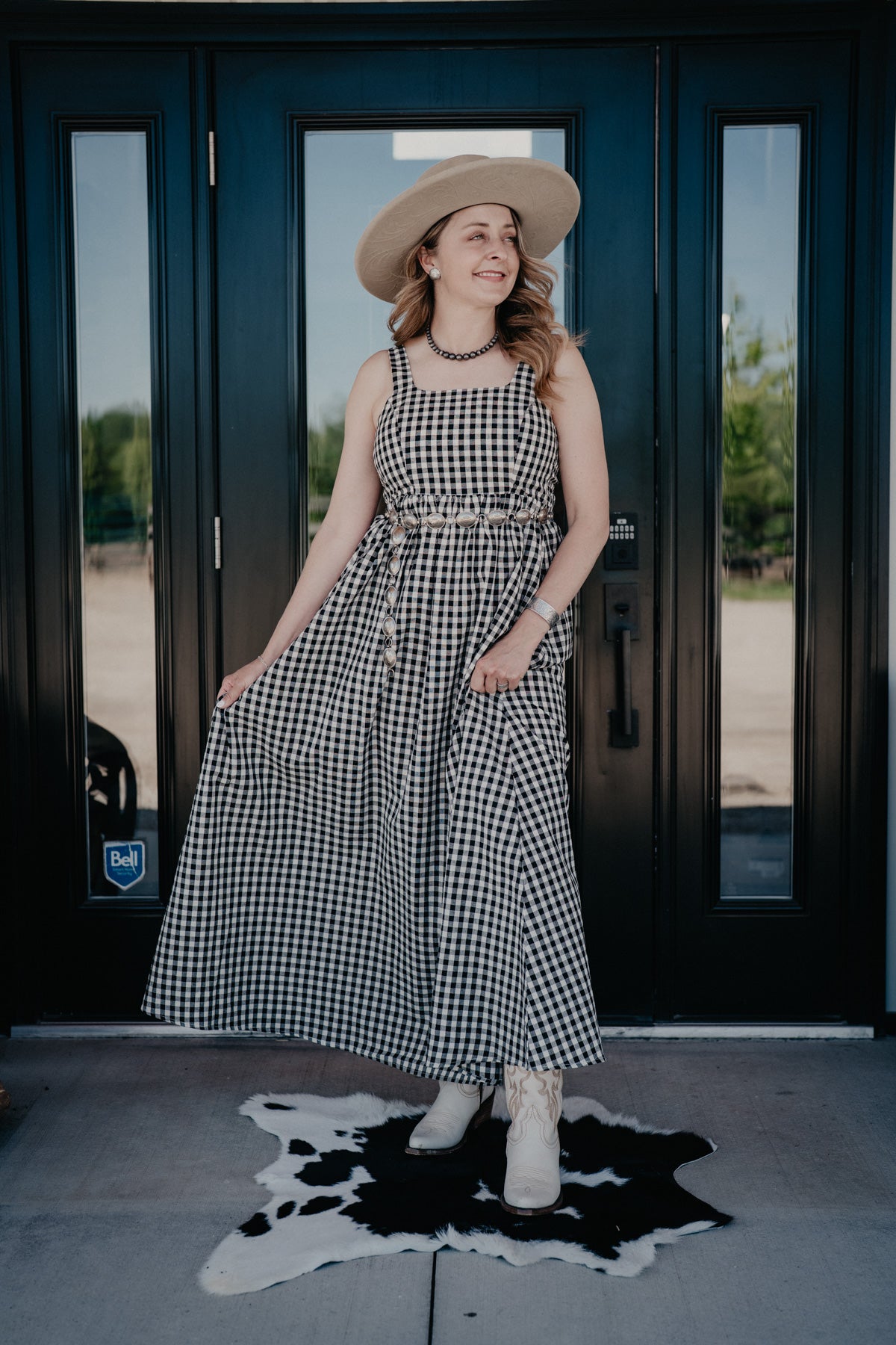 'Sunday in the South' Checkerboard Sleeveless Maxi Dress (S-XL)
