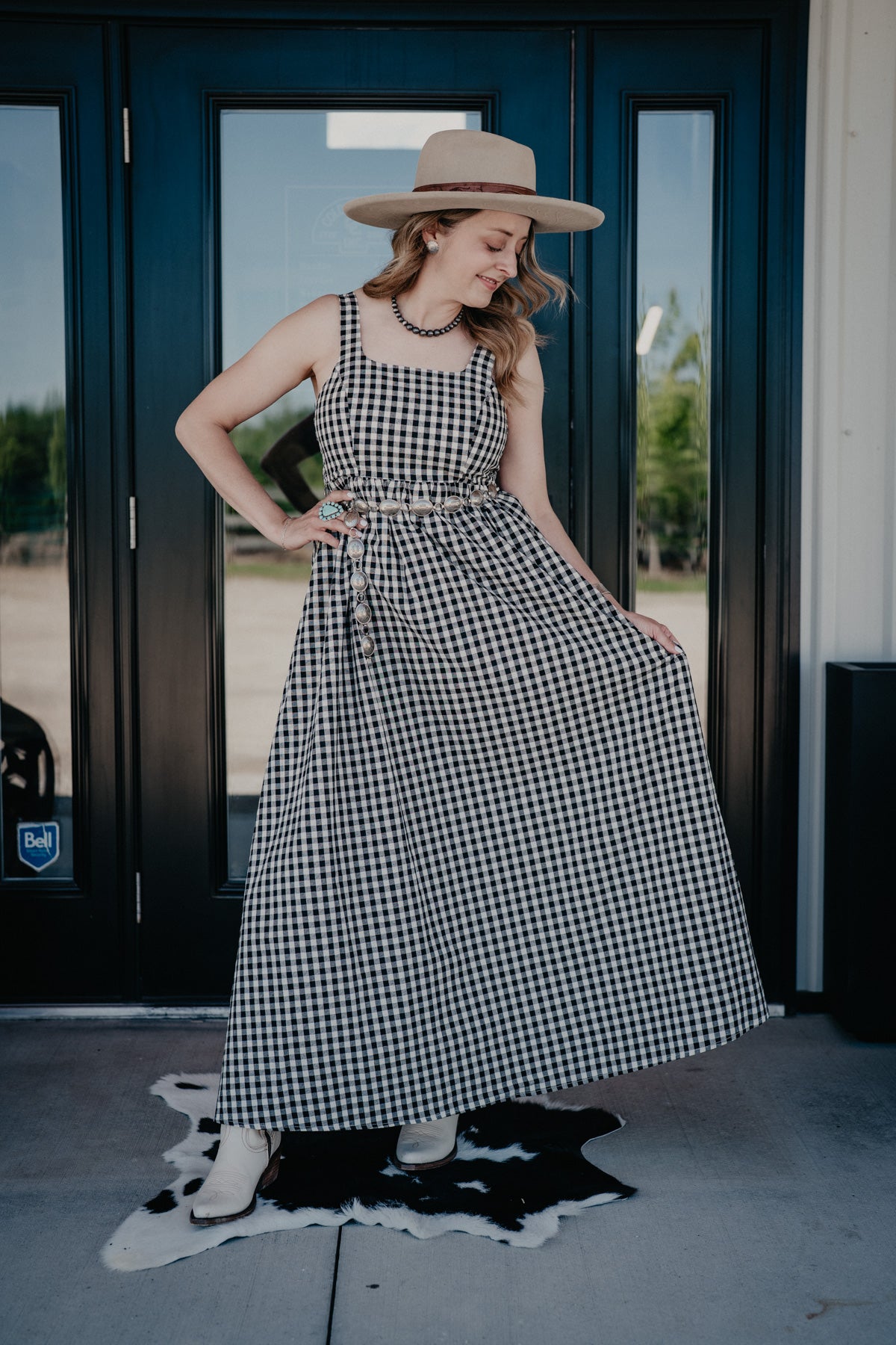 'Sunday in the South' Checkerboard Sleeveless Maxi Dress (S-XL)