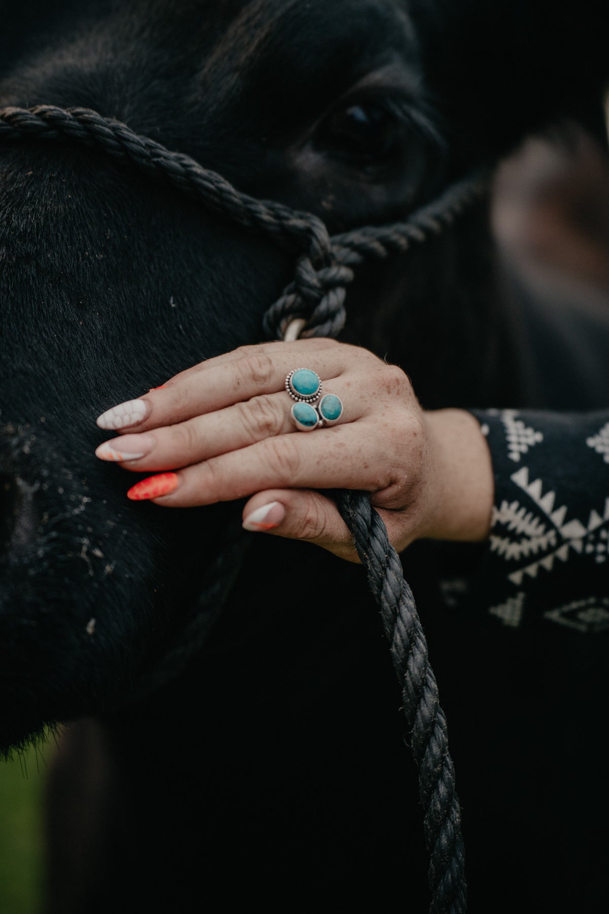 Genuine Sterling Silver & Turquoise Cluster Ring