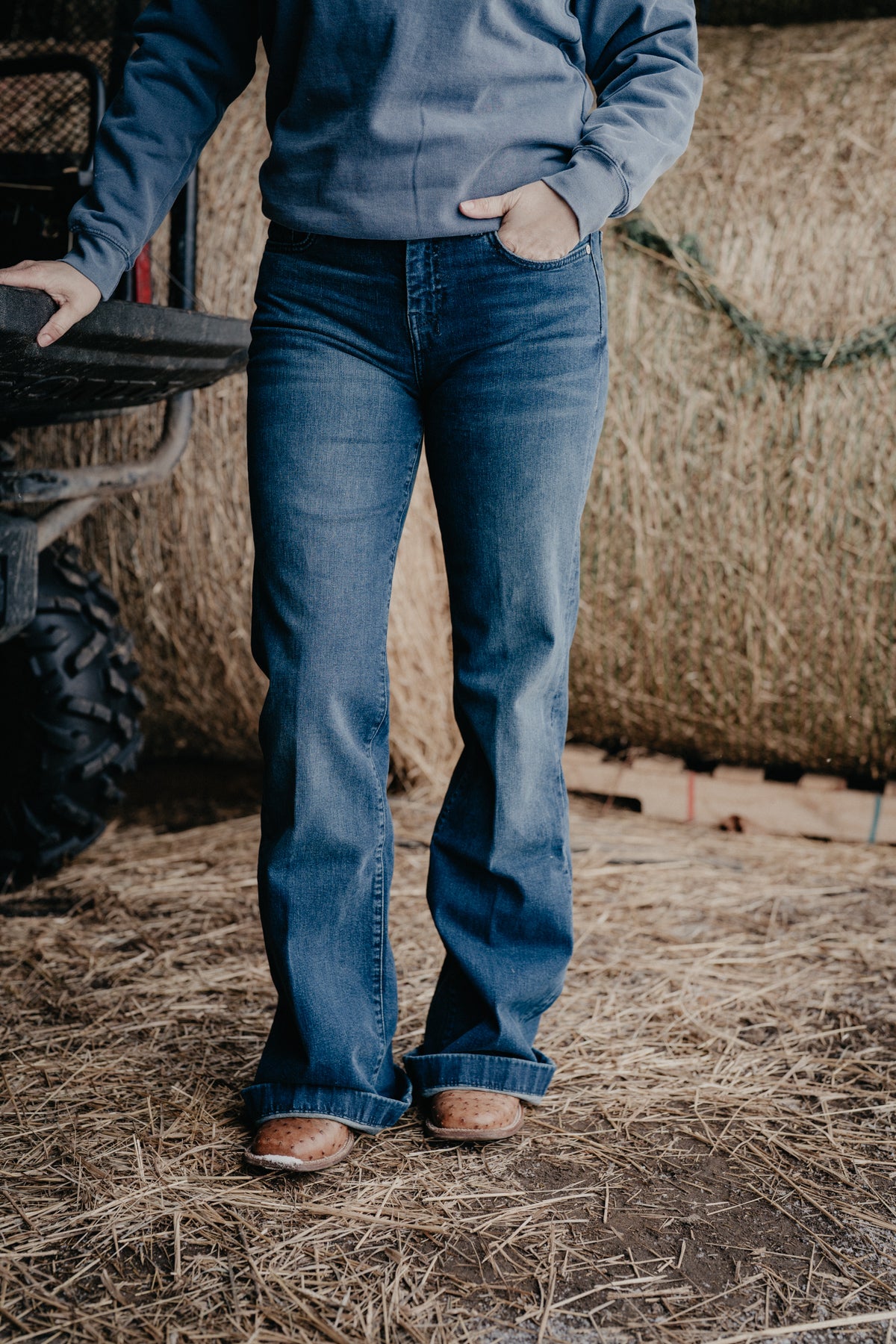 'Flow' Sparkle Gunmetal Pocket Dojo Trouser by 7FMK (Regular Inseam 34.5")