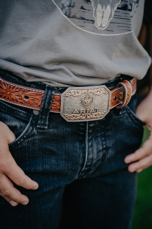 Ariat Youth Belt with Floral Embossing & Buckle