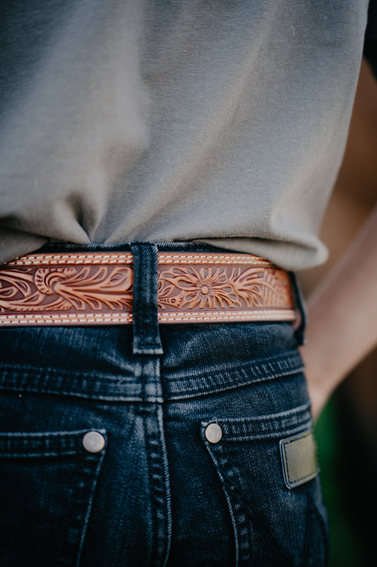Ariat Youth Belt with Floral Embossing & Buckle