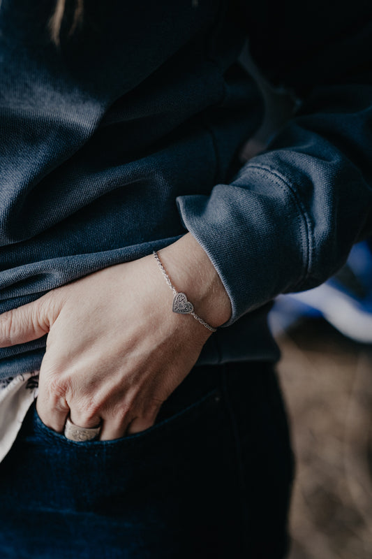 'Audrey' Adjustable Heart Bracelet by Spurwest (Gold or Silver)