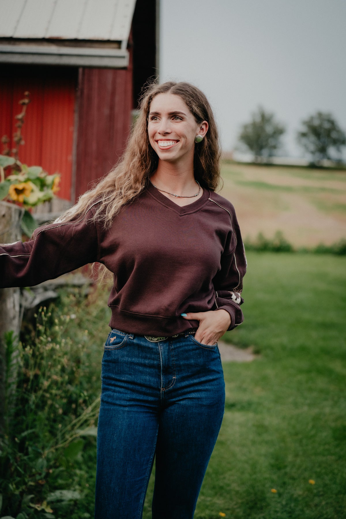 'Dakota' Women's Chocolate Plum Sweater by Ariat