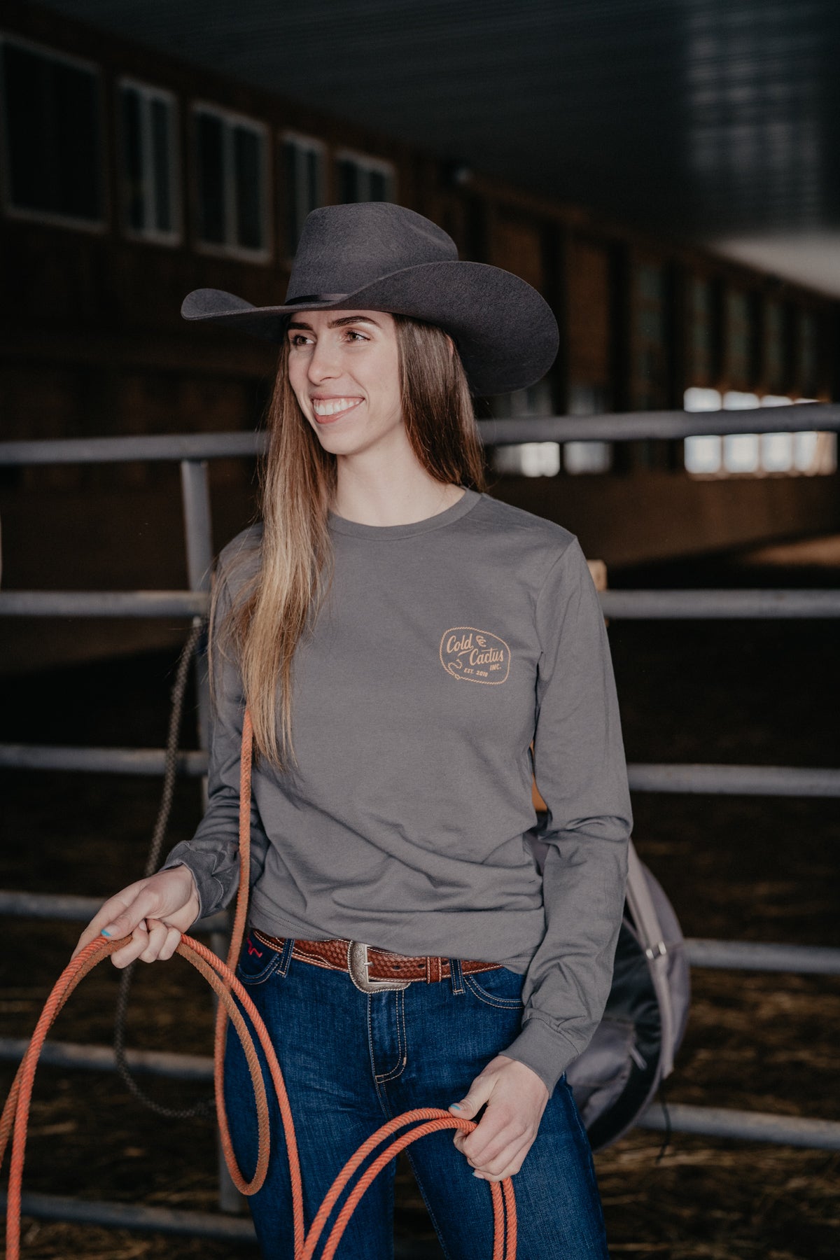 'Legacy Cowgirl' CC Exclusive Charcoal Long Sleeve Graphic T (XS - XXL)