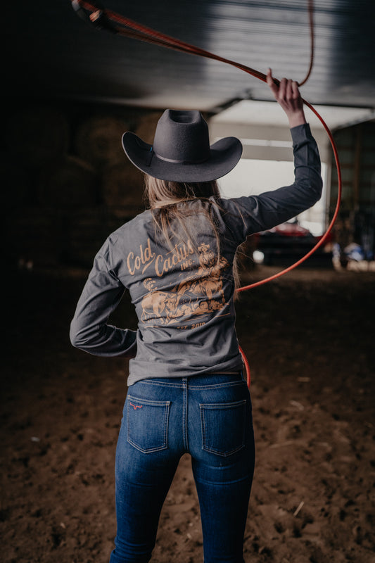 'Legacy Cowgirl' CC Exclusive Charcoal Long Sleeve Graphic T (XS - XXL)