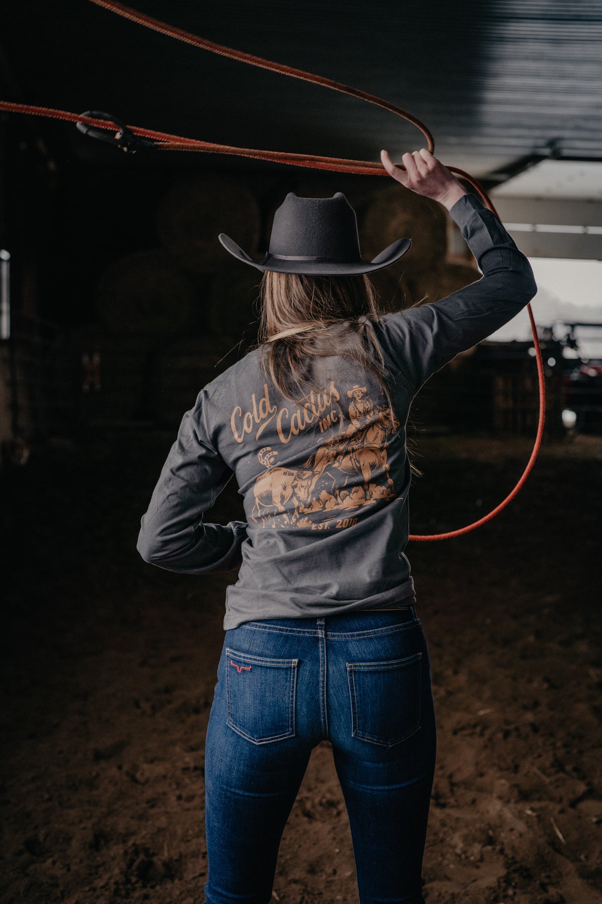 'Legacy Cowgirl' CC Exclusive Charcoal Long Sleeve Graphic T (XS - XXL)