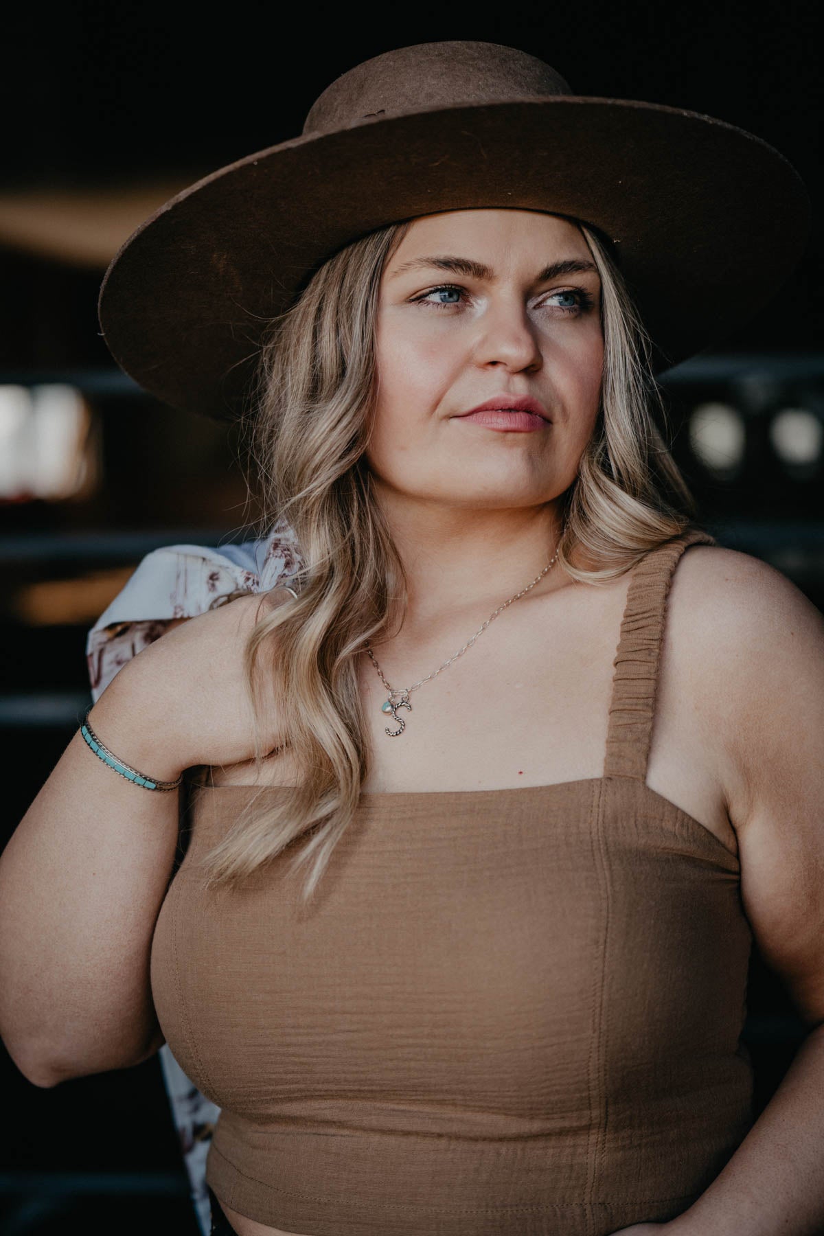 'Cambria' Driftwood Gauze Cropped Tank (XS & S ONLY)