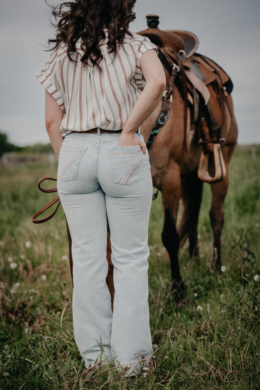 'Malibu Sky' Light Wash Dojo Trouser Jean by 7FMK (Sizes 25-32 Tailorless 32" Inseam)