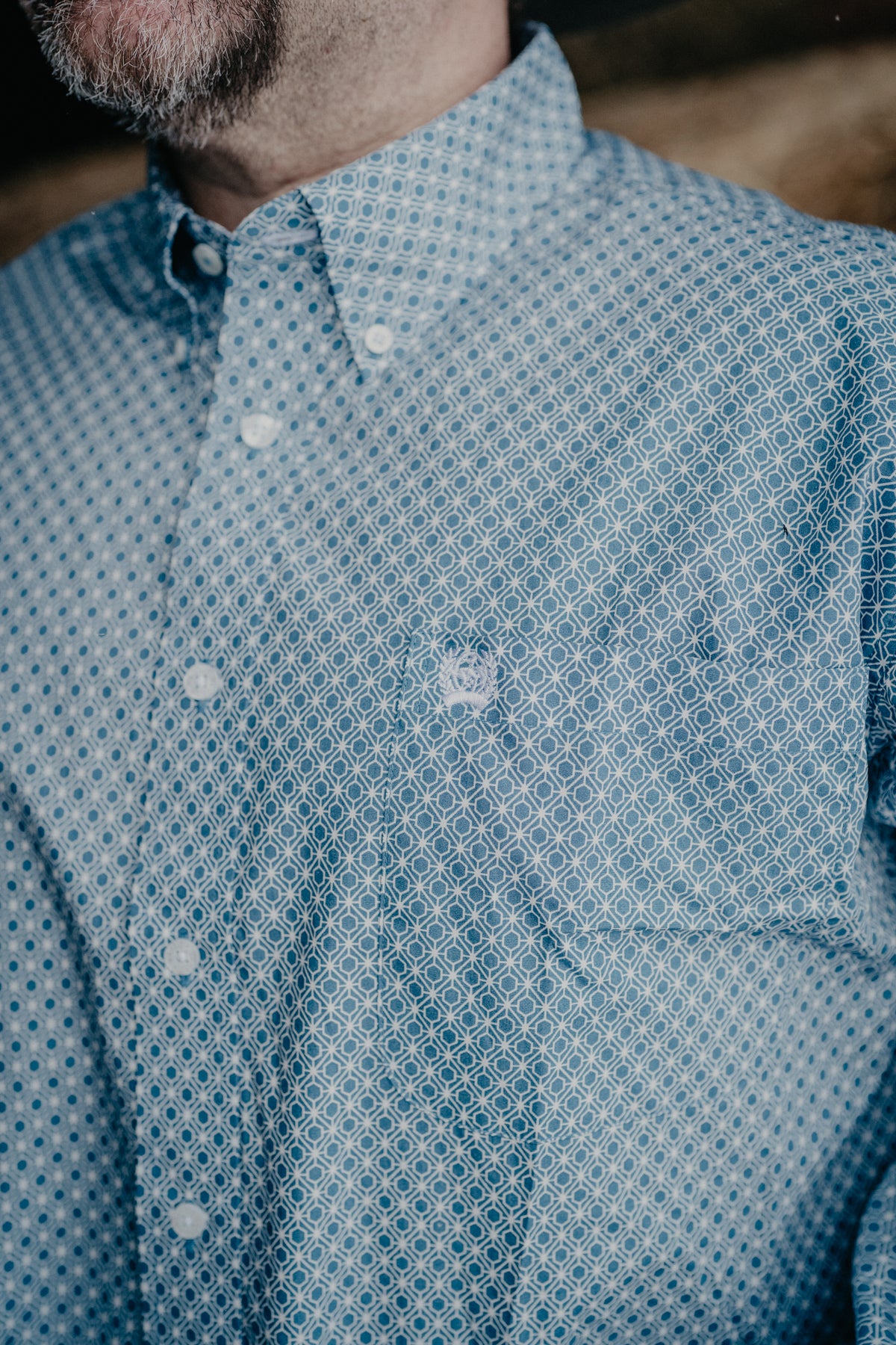 'Walker' Men's CINCH Blue Geometric Classic Fit Button Down (S-XXL)