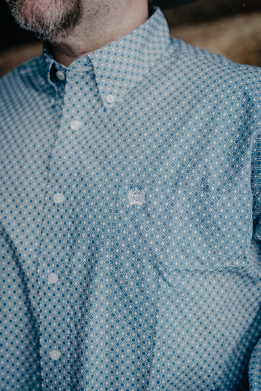 'Walker' Men's CINCH Blue Geometric Classic Fit Button Down (S-XXL)