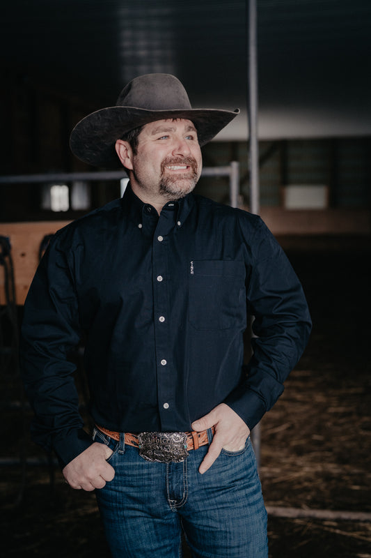 'Johnny' Men's CINCH Modern Fit Solid Black Button Down (S-XXL)