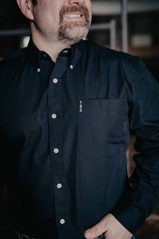 'Johnny' Men's CINCH Modern Fit Solid Black Button Down (S-XXL)