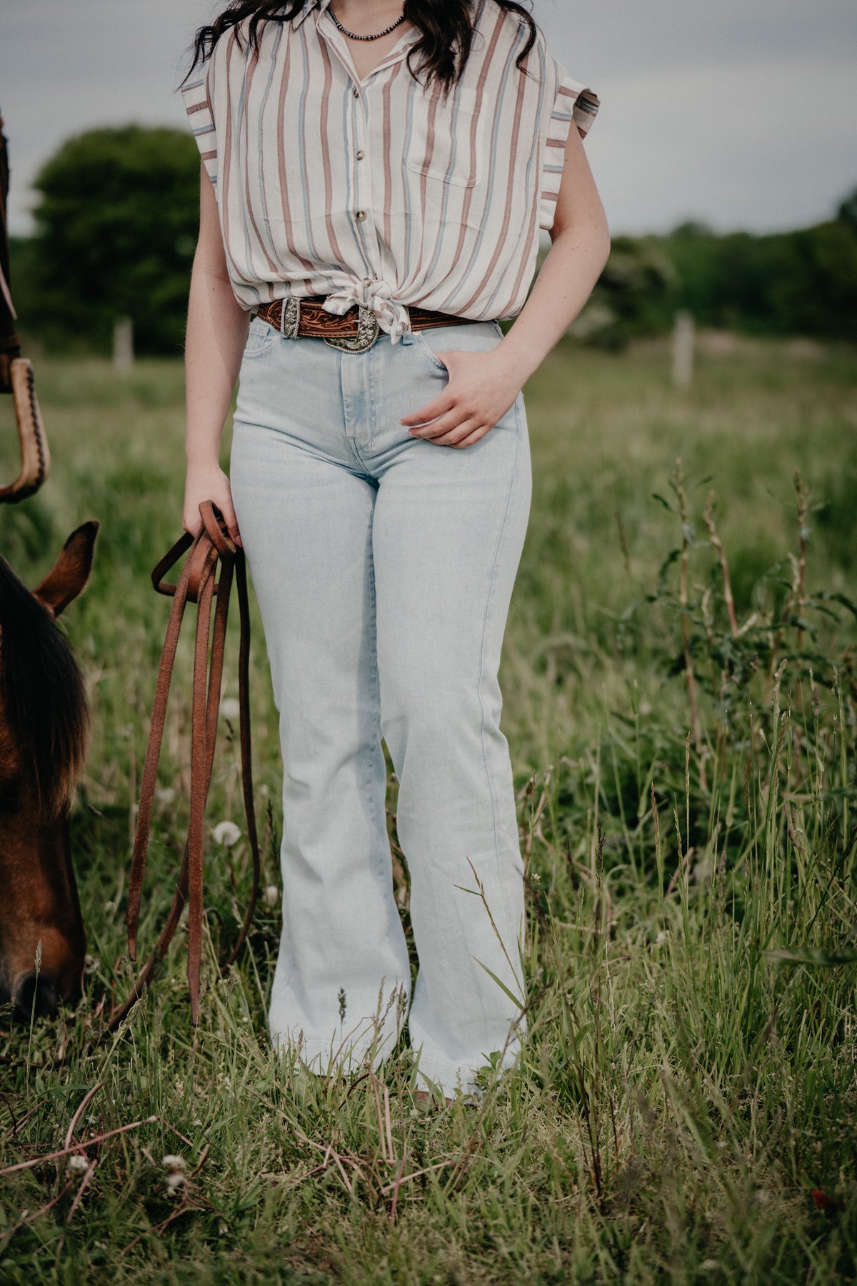 'Malibu Sky' Light Wash Dojo Trouser Jean by 7FMK (Sizes 25-32 Tailorless 32" Inseam)