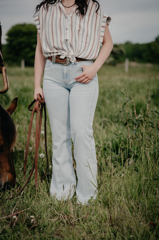 'Malibu Sky' Light Wash Dojo Trouser Jean by 7FMK (Sizes 25-32 Tailorless 32" Inseam)